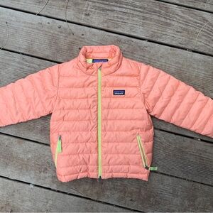 Patagonia Peach Jacket with Neon Yellow Interior